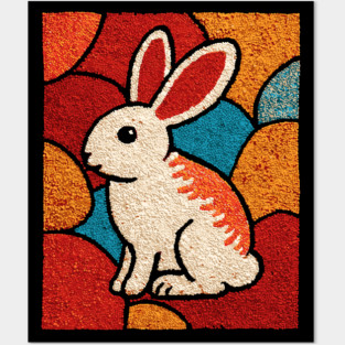 Baby Bunny - Folk Art Nursery Posters and Art