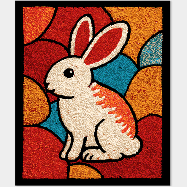 Baby Bunny - Folk Art Nursery Wall Art by TuncGK