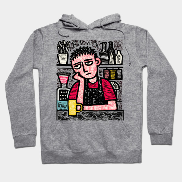 The Daily Grind - Tired Barista Hoodie by TuncGK