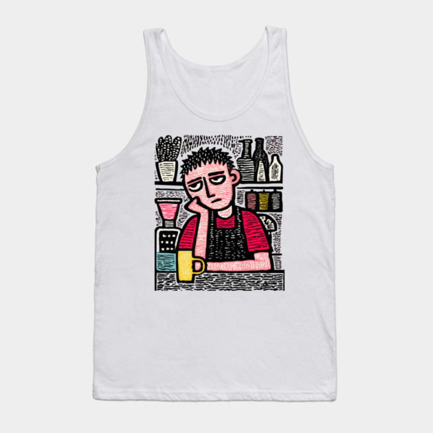 The Daily Grind - Tired Barista Tank Top by TuncGK