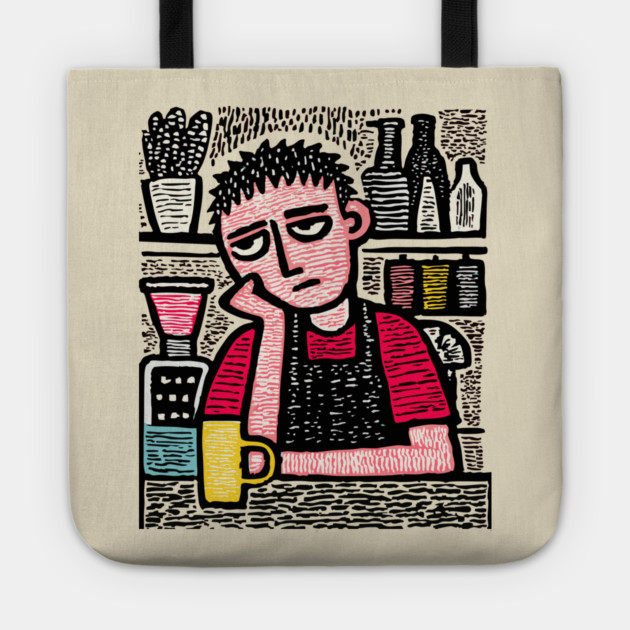 The Daily Grind - Tired Barista Tote by TuncGK