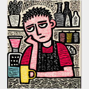 The Daily Grind - Tired Barista Posters and Art