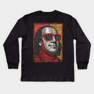 Founding Father Funk - Pop Art Ben Franklin Kids Long Sleeve T-Shirt