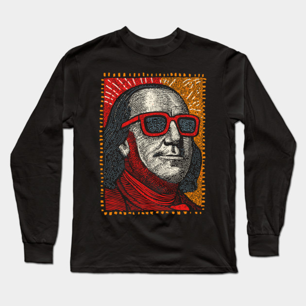 Founding Father Funk - Pop Art Ben Franklin Long Sleeve T-Shirt by TuncGK