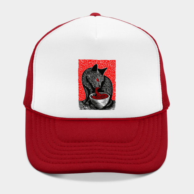 Tonkotsu Cat - Ramen Lover Linocut by TuncGK