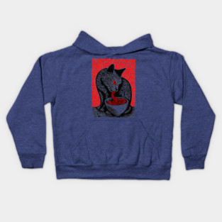 Tonkotsu Cat - Ramen Lover Linocut Kids Hoodie