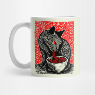 Tonkotsu Cat - Ramen Lover Linocut Mug