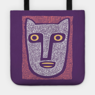 Feline Spirit - Abstract Folk Art Mask Tote