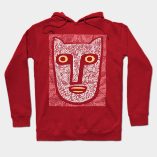 Feline Spirit - Abstract Folk Art Mask Hoodie