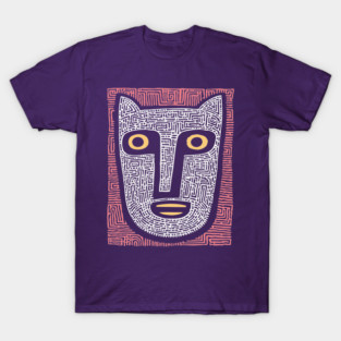 Feline Spirit - Abstract Folk Art Mask T-Shirt
