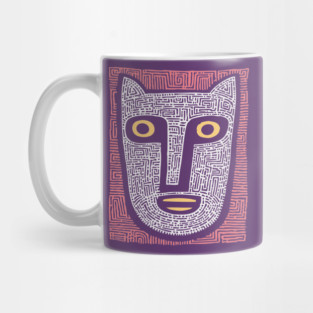 Feline Spirit - Abstract Folk Art Mask Mug