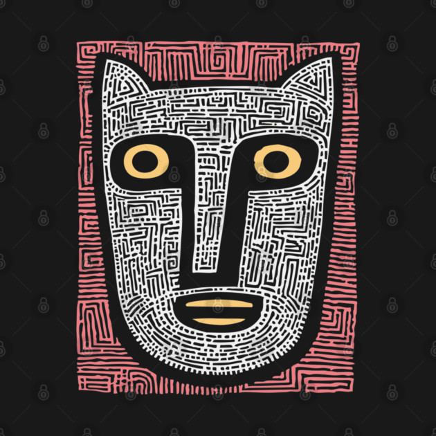 Feline Spirit - Abstract Folk Art Mask by TuncGK