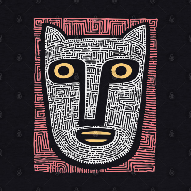 Feline Spirit - Abstract Folk Art Mask by TuncGK