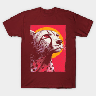 Savannah Sun - Retro Cheetah Portrait T-Shirt
