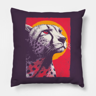 Savannah Sun - Retro Cheetah Portrait Pillow