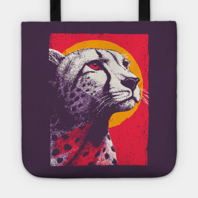 Savannah Sun - Retro Cheetah Portrait Tote by TuncGK