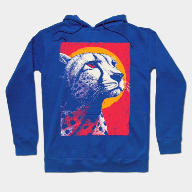 Savannah Sun - Retro Cheetah Portrait Hoodie by TuncGK