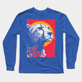 Savannah Sun - Retro Cheetah Portrait Long Sleeve T-Shirt