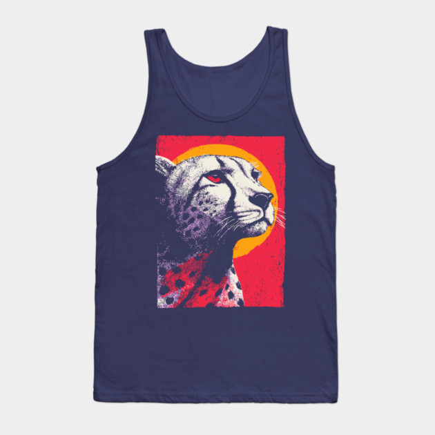 Savannah Sun - Retro Cheetah Portrait Tank Top by TuncGK