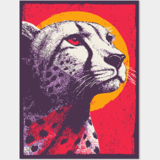 Savannah Sun - Retro Cheetah Portrait Posters and Art