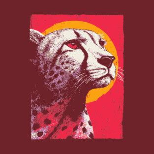 Savannah Sun - Retro Cheetah Portrait T-Shirt