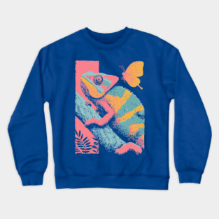 Chromatic Chameleon - Retro Reptile Art Crewneck Sweatshirt