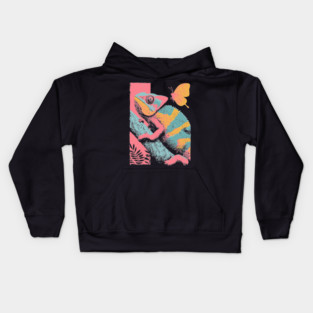 Chromatic Chameleon - Retro Reptile Art Kids Hoodie