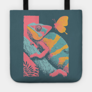 Chromatic Chameleon - Retro Reptile Art Tote