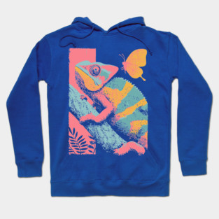 Chromatic Chameleon - Retro Reptile Art Hoodie