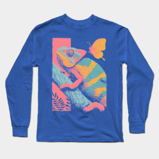 Chromatic Chameleon - Retro Reptile Art Long Sleeve T-Shirt