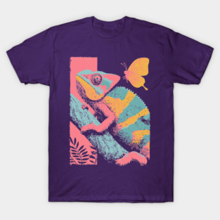 Chromatic Chameleon - Retro Reptile Art T-Shirt