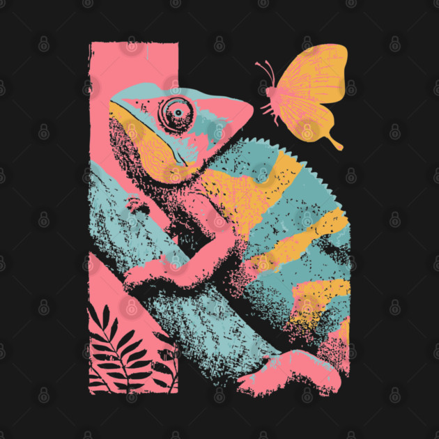 Chromatic Chameleon - Retro Reptile Art by TuncGK