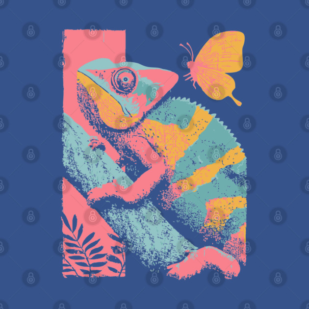 Chromatic Chameleon - Retro Reptile Art by TuncGK