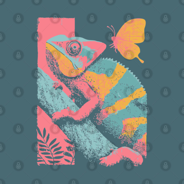 Chromatic Chameleon - Retro Reptile Art by TuncGK