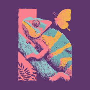 Chromatic Chameleon - Retro Reptile Art T-Shirt