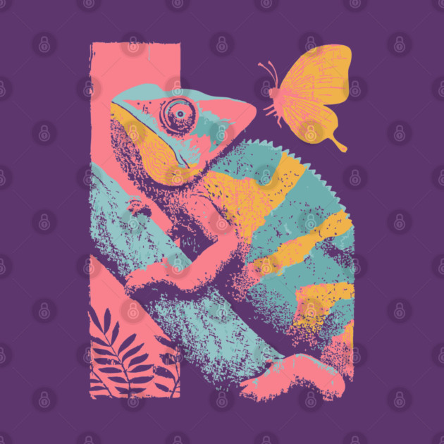 Chromatic Chameleon - Retro Reptile Art by TuncGK