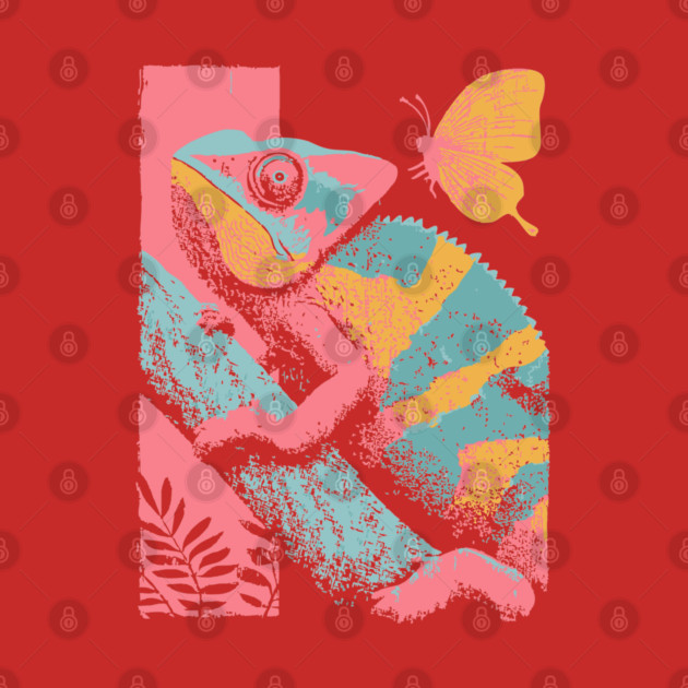 Chromatic Chameleon - Retro Reptile Art by TuncGK