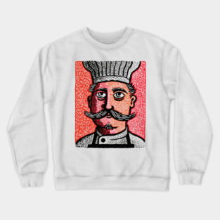 The Mustachioed Chef - Kitchen Folk Art Crewneck Sweatshirt