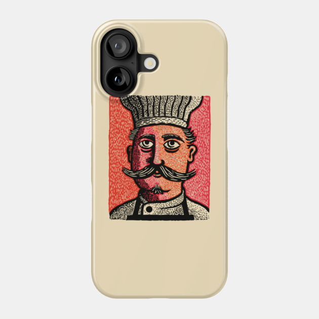 The Mustachioed Chef - Kitchen Folk Art Phone Case by TuncGK