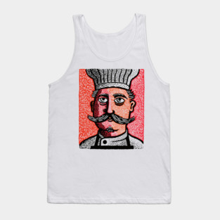 The Mustachioed Chef - Kitchen Folk Art Tank Top