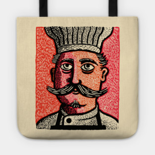 The Mustachioed Chef - Kitchen Folk Art Tote