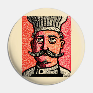 The Mustachioed Chef - Kitchen Folk Art Pin