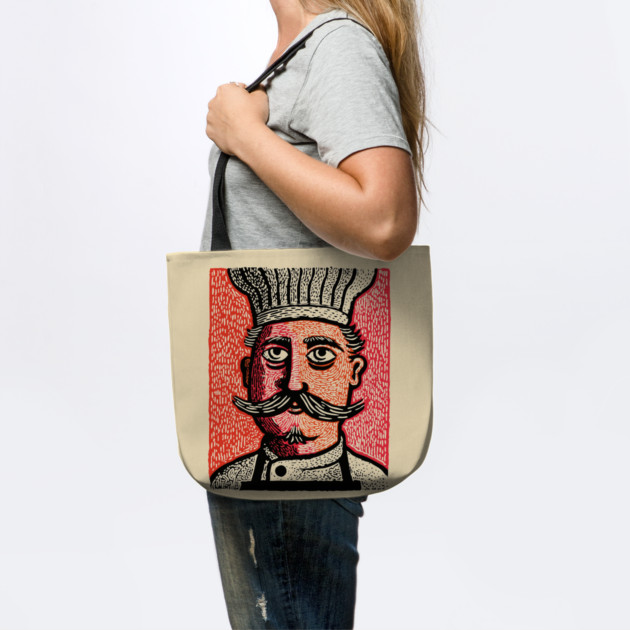 The Mustachioed Chef - Kitchen Folk Art by TuncGK