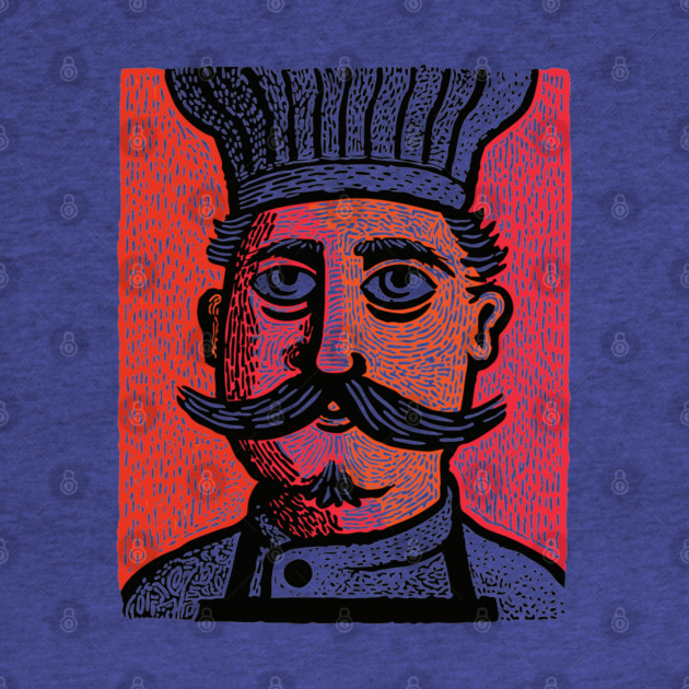 The Mustachioed Chef - Kitchen Folk Art by TuncGK