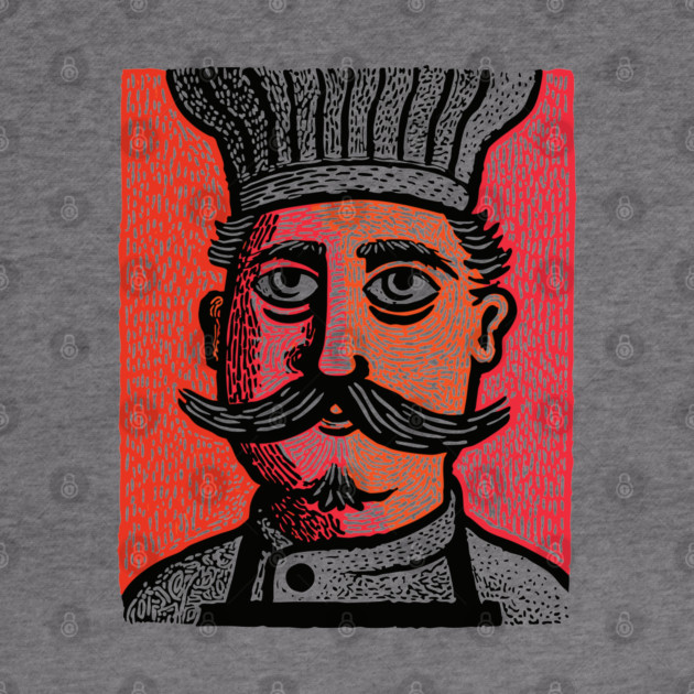 The Mustachioed Chef - Kitchen Folk Art by TuncGK