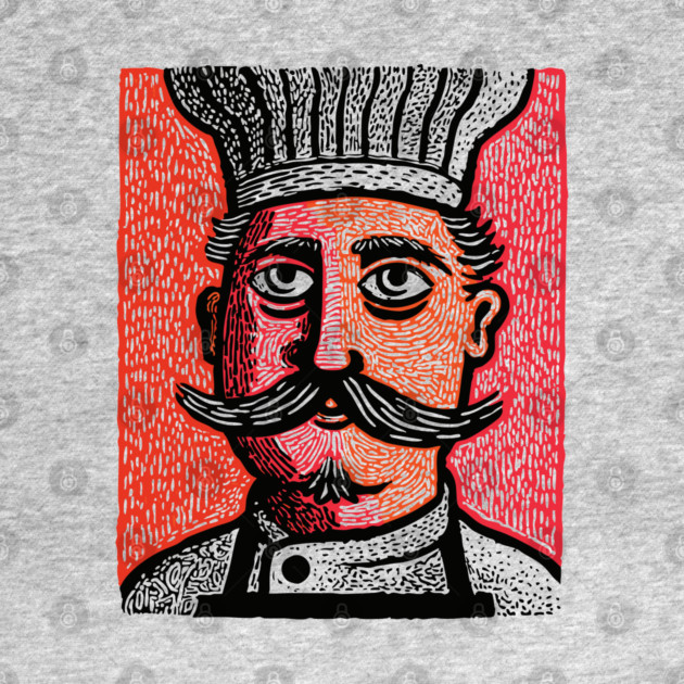 The Mustachioed Chef - Kitchen Folk Art by TuncGK