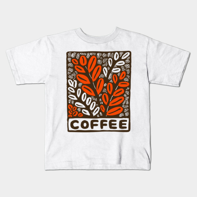 Coffee Plant Folk Art Kids T-Shirt by TuncGK
