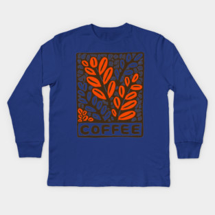 Coffee Plant Folk Art Kids Long Sleeve T-Shirt