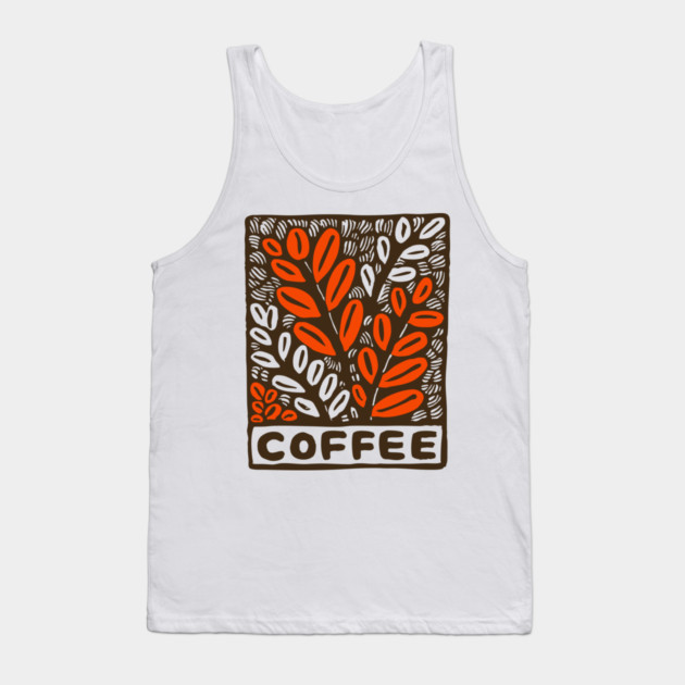 Coffee Plant Folk Art Tank Top by TuncGK