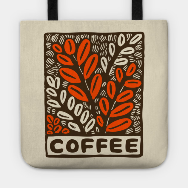 Coffee Plant Folk Art Tote by TuncGK